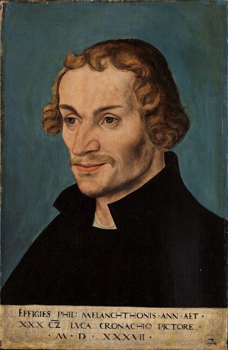 Augsburg-bekjennelsen ble skrevet av Luthers samarbeidspartner Philipp Melanchthon. Maleri av Lucas Cranach den eldre.